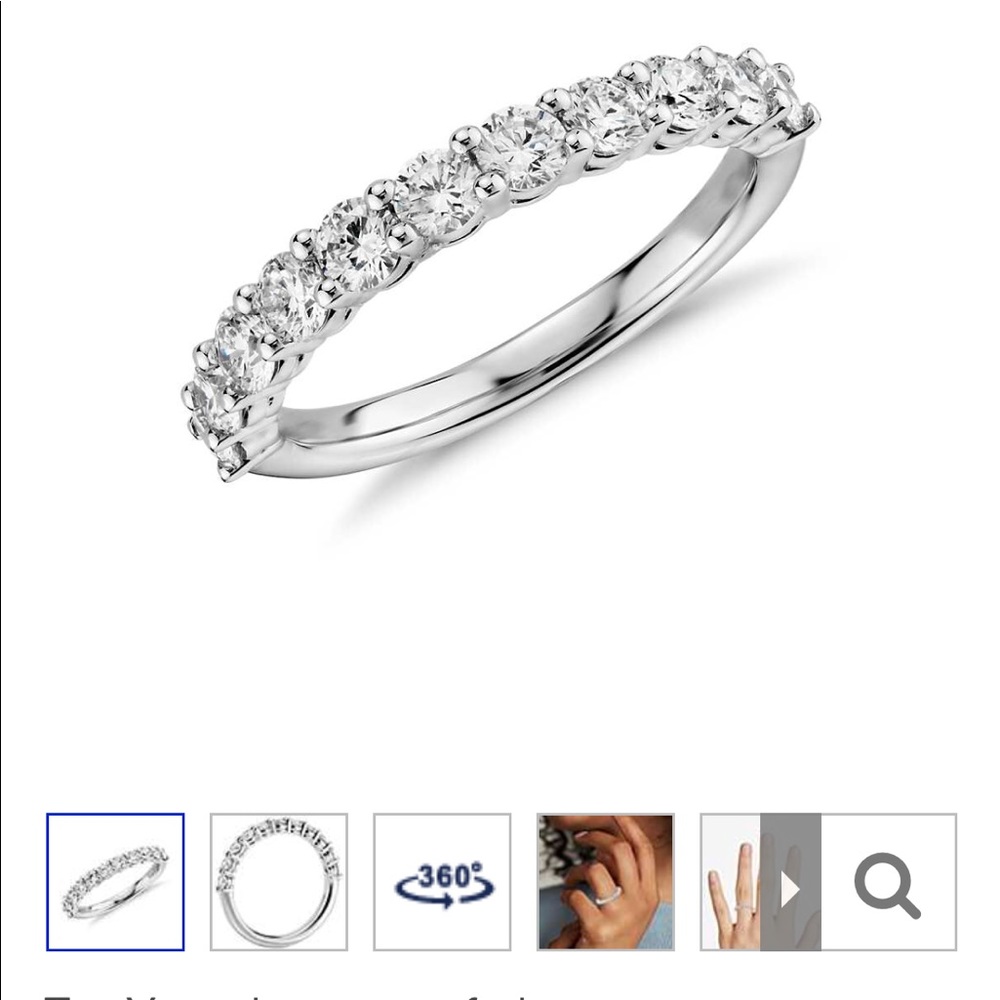 Blue Nile 18k white gold 1 ctw diamond Aria band